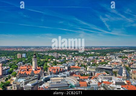 Stadtzentrum von Leipzig aus der Luft Stockfoto