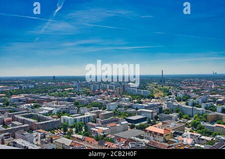 Stadtzentrum von Leipzig aus der Luft Stockfoto