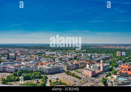 Stadtzentrum von Leipzig aus der Luft Stockfoto