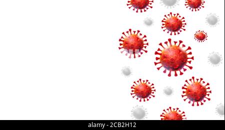 COVID-19, ,Abstract Coronavirus desearse 2019 mit den Worten Covid-19, NCoV-2019 rote Farbe mit weißem Hintergrund 3D Visualisierung, 3d Illustration Stockfoto