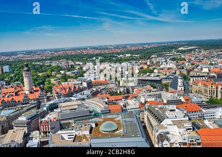 Stadtzentrum von Leipzig aus der Luft Stockfoto