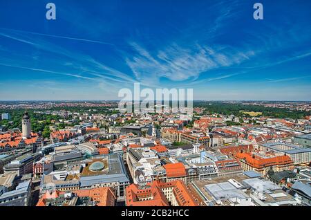 Stadtzentrum von Leipzig aus der Luft Stockfoto