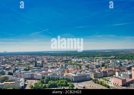 Stadtzentrum von Leipzig aus der Luft Stockfoto