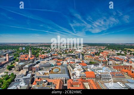 Stadtzentrum von Leipzig aus der Luft Stockfoto