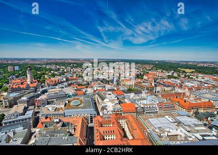 Stadtzentrum von Leipzig aus der Luft Stockfoto