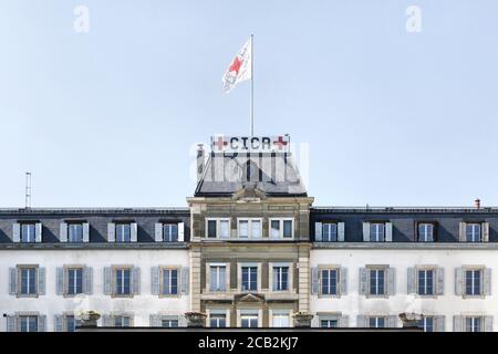 Genf, Schweiz - 14. August 2016: Bürogebäude und Hauptsitz des IKRK in Genf, Schweiz Stockfoto