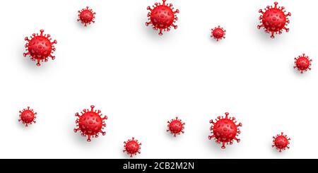COVID-19, Inschrift Coronavirus 2019 3D-Illustration, schweres akutes respiratorisches Syndrom Coronavirus 2 (SARS-CoV-2), Kopie Raummittelposition Stockfoto