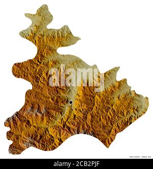 Form von Tavush, Provinz von Armenien, mit seiner Hauptstadt isoliert auf weißem Hintergrund. Topografische Reliefkarte. 3D-Rendering Stockfoto