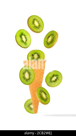 Eiszapfen mit Zutaten in Bewegung Stockfoto