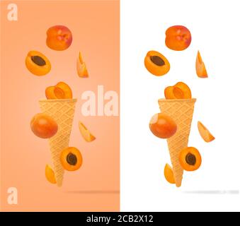 Eiszapfen mit Zutaten in Bewegung Stockfoto