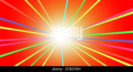 Starburst Radial rot Hintergrund bunte Strahlen glänzend helles Licht Stockfoto