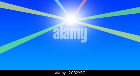 Realistische Himmel abstrakt blau Illustration bunte Lichtstrahlen von hell leuchtenden bunten Streifen Licht, Stockfoto