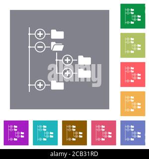 Verzeichnis Browser flache Symbole auf einfache Farbe quadratischen Hintergründen Stock Vektor