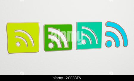 RSS-SYMBOL 4 Symbole eingestellt. 3D-Illustration Stockfoto