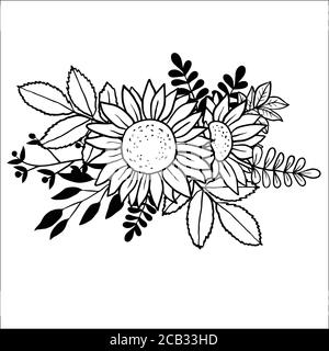 Vektorbild von handgezeichneten Sonnenblumen Stock Vektor