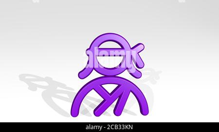 Berufe Frau Chefkoch 3D-Symbol werfen Schatten. 3D-Illustration. Set und Menschen Stockfoto