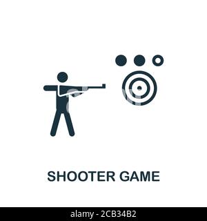 Shooter-Spiel-Symbol. Einfaches Element aus der Sammlung der Spieleentwicklung. Gefüllte Shooter-Spiel-Symbol für Vorlagen, Infografiken und mehr Stock Vektor