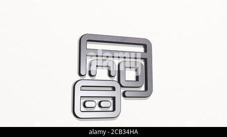 RESPONSIVE DESIGN ERWEITERN 3D-Symbol an der Wand. 3D-Illustration. Web und Business Stockfoto