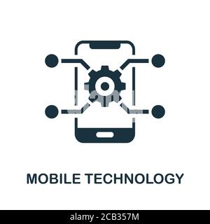 Symbol für Mobiltechnologie. Einfaches Element aus der Sammlung von Geschäftstechnologien. Gefülltes Mobile-Technologie-Symbol für Vorlagen, Infografiken und mehr Stock Vektor