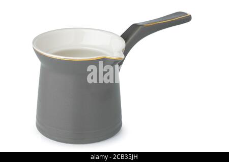 Keramik-türkin oder Milchkännchen isoliert auf weiß Stockfoto