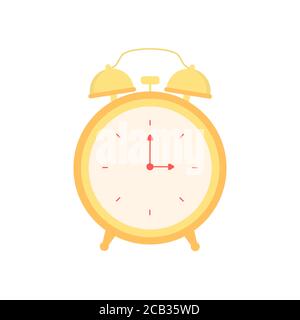 Handgezeichneter Wecker für trendigen flachen Stil für Grafik-Design, Website. Vektorgrafik „Stock“. Stock Vektor