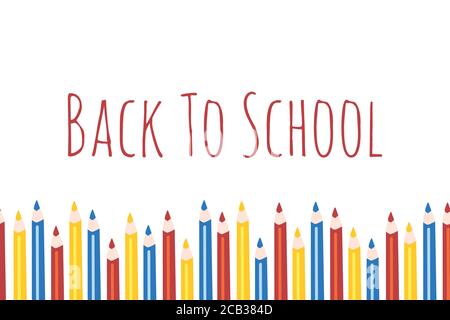 Zurück zur Schule Vektor-Illustration mit nahtloser Färbung Bleistift Grenze Stock Vektor