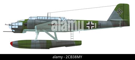 Heinkel He 115C-1 (8L+IH) der Luftwaffe 3. Flug der Küstenflugzeuggruppe 906 (3./KüFlGr. 906), Finnland 1942 Stockfoto