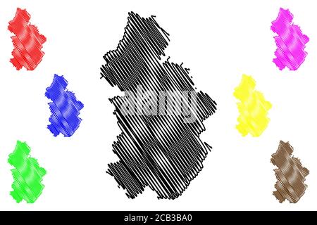 Jura Department (Frankreich, Französische Republik, Bourgogne-Franche-Comte Region, BFC) Karte Vektorgrafik, Skizze Jura Karte Stock Vektor