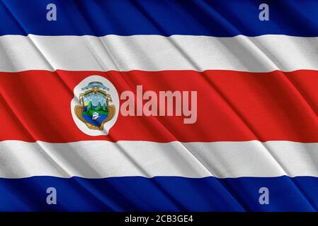 Bunte Costa Rica Flagge winkt im Wind. Stockfoto