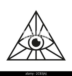 Alle sehen Augenzeichen. Auge in Dreieck Maurer Symbol isoliert Vektor Illustration Stock Vektor