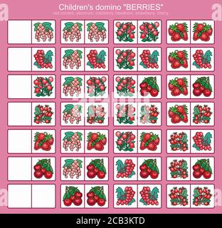 Kinder Dominosteine. Bilder mit Früchten. Stock Vektor