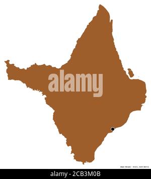 Form von Amapá, Bundesstaat Brasilien, mit seiner Hauptstadt isoliert auf weißem Hintergrund. Komposition von gemusterten Texturen. 3D-Rendering Stockfoto