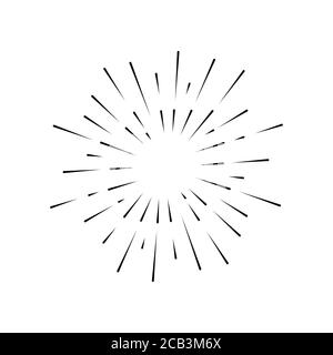 Sonnenstrahlen handgezeichnet, lineare Zeichnung Stock Vektor