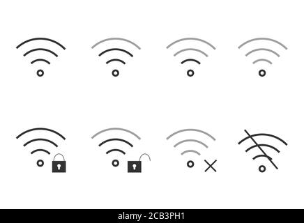 Wi-Fi-Symbole eingestellt. Internet-Vektor-Symbol mobile Schnittstelle Konzept Stock Vektor