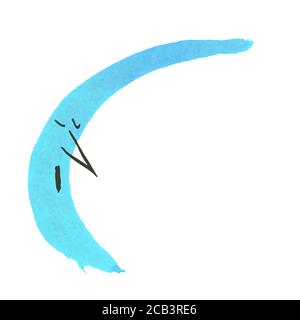 Expressive Handrawn Pinselstriche Cartoon Blue Moon Stock Vektor