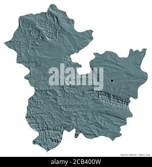 Form von Targovishte, Provinz Bulgarien, mit seiner Hauptstadt isoliert auf weißem Hintergrund. Farbige Höhenkarte. 3D-Rendering Stockfoto