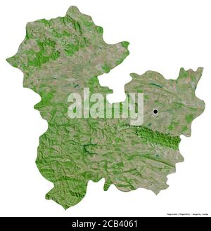 Form von Targovishte, Provinz Bulgarien, mit seiner Hauptstadt isoliert auf weißem Hintergrund. Satellitenbilder. 3D-Rendering Stockfoto