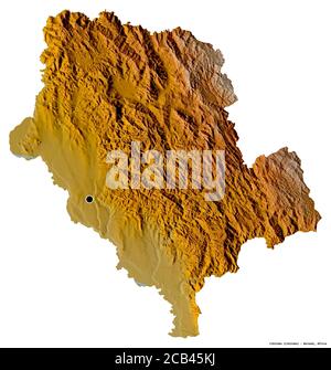 Form von Cibitoke, Provinz Burundi, mit seiner Hauptstadt isoliert auf weißem Hintergrund. Topografische Reliefkarte. 3D-Rendering Stockfoto