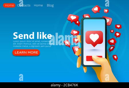 Social Follower Menschen, Herz Symbol wie, Website Banner Design. Vektorgrafik Stock Vektor