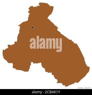 Form von Nord, Region Kamerun, mit seiner Hauptstadt isoliert auf weißem Hintergrund. Komposition von gemusterten Texturen. 3D-Rendering Stockfoto