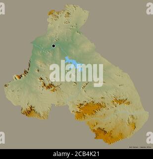 Form von Nord, Region Kamerun, mit seiner Hauptstadt isoliert auf einem einfarbigen Hintergrund. Topografische Reliefkarte. 3D-Rendering Stockfoto