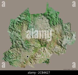 Form von Nord-Ouest, Region Kamerun, mit seiner Hauptstadt isoliert auf einem einfarbigen Hintergrund. Satellitenbilder. 3D-Rendering Stockfoto