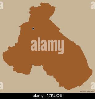 Form von Nord, Region Kamerun, mit seiner Hauptstadt isoliert auf einem einfarbigen Hintergrund. Komposition von gemusterten Texturen. 3D-Rendering Stockfoto