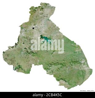 Form von Nord, Region Kamerun, mit seiner Hauptstadt isoliert auf weißem Hintergrund. Satellitenbilder. 3D-Rendering Stockfoto