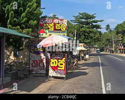 dh Kandy nach Colombo Hauptstraße STRASSENRAND SHOP SRI LANKA Sri Lankan Straße Geschäfte verkaufen Cashew Nüsse Stockfoto