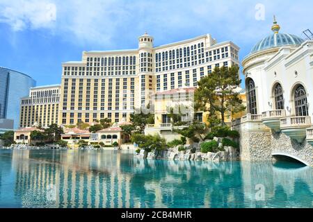 LAS VEGAS, USA - 21. MÄRZ 2018 : Springbrunnen des Bellagio - Bellagio Hotel & Casino. Stockfoto
