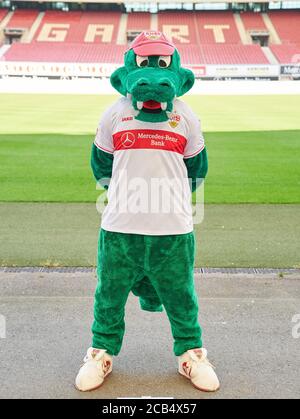 Stuttgart, Deutschland, 10. August 2020, VFB Maskottchen, MaskottchenFritzle , beim VFB STUTTGART Media Day im 1. Deutsche Fußball Liga, 1. Bundesliga, Saison 2020/2021. © Peter Schatz / Alamy Live News Stockfoto