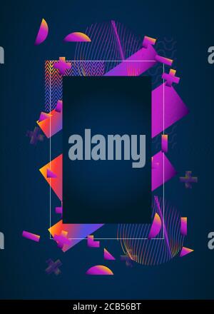 Moderner Kunstrahmen für Text. Dynamischer Rahmen mit stilvoller geometrischer Grafik für Visitenkarten, Einladungen, Buchumschläge, Geschenkkarten, Flyer und Broschüren Stock Vektor