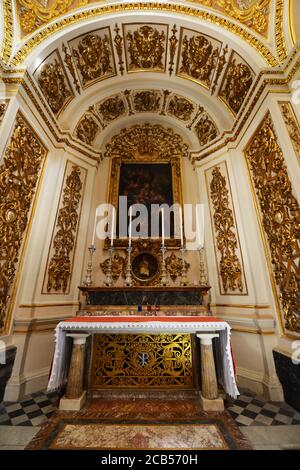 Die Stiftskirche St. Lawrence in Birgu, Malta. Stockfoto