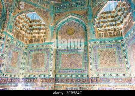 Samarkand, Usbekistan - Detail von Shah-i-Zinda in Samarkand, Usbekistan. Es ist Teil der Samarkand - Kreuzung der Kulturen Welt Herita Stockfoto